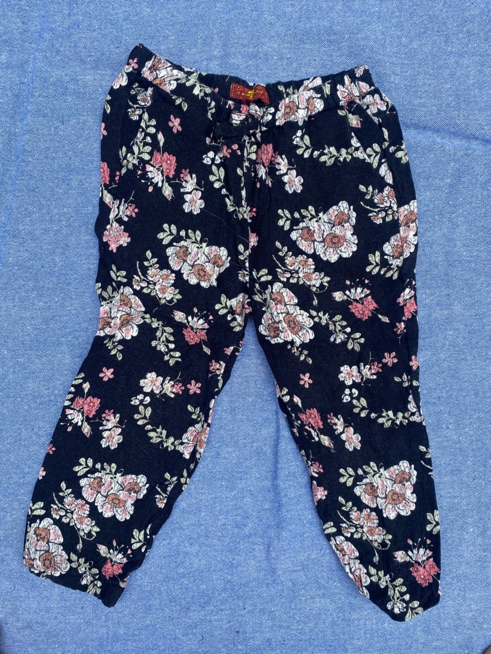 7 For All Mankind Black Floral Kids Pants